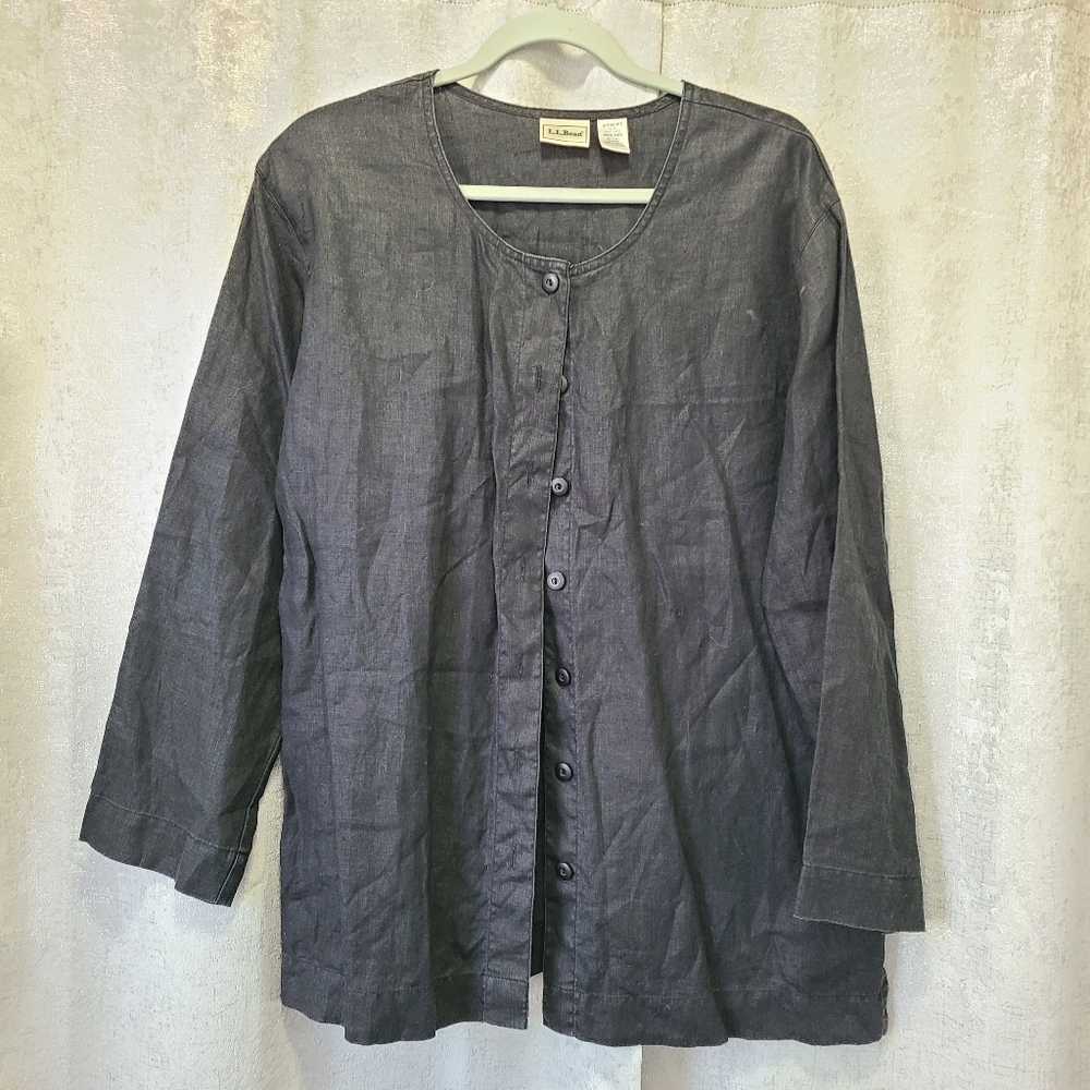 LL BEAN‎ LINEN Button-Up Shirt SIZE M oversized